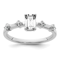 Load image into Gallery viewer, 14k White Gold Semi-mount Diamond Emerald Center Engagement Ring
