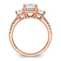 Load image into Gallery viewer, 14k Rose Gold Semi-mount Diamond 3-stone Emerald Engagement Ring

