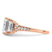 Load image into Gallery viewer, 14k Rose Gold Semi-mount Diamond 3-stone Emerald Engagement Ring
