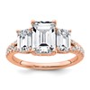 14k Rose Gold Semi-mount Diamond 3-stone Emerald Engagement Ring