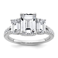 Load image into Gallery viewer, 14k White Gold Semi-mount Diamond 3-stone Emerald Engagement Ring
