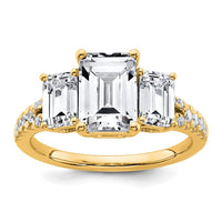 Load image into Gallery viewer, 14k Semi-mount Diamond 3-stone Emerald Engagement Ring
