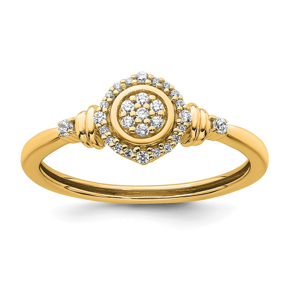 14k Complete Diamond Round Cluster Halo Engagement Ring