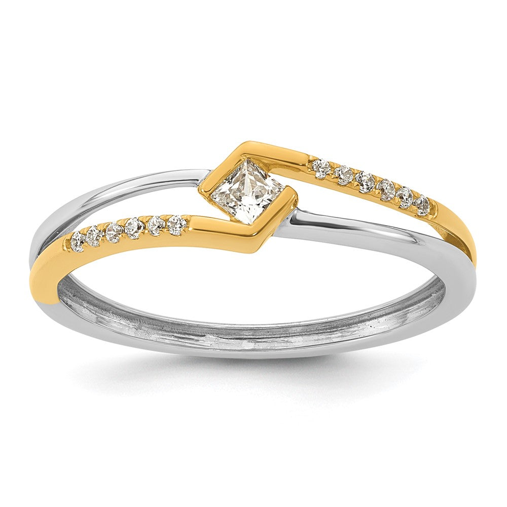 14K Two-tone Complete Diamond Promise Ring