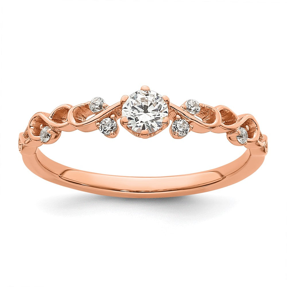 14k Rose Gold Polished Complete Diamond Infinity Design Promise Ring