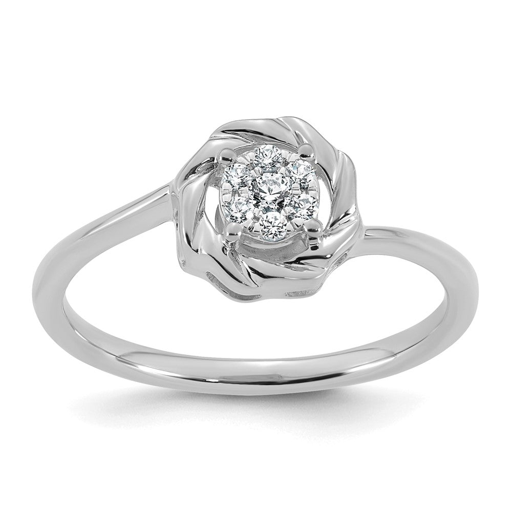 14k White Gold Complete Diamond Cluster Round Engagement Ring