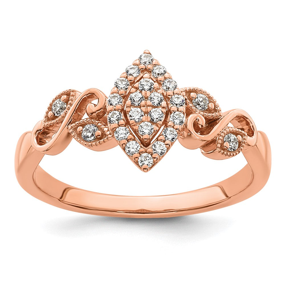 14k Rose Gold Complete Diamond Cluster Marquise Engagement Ring