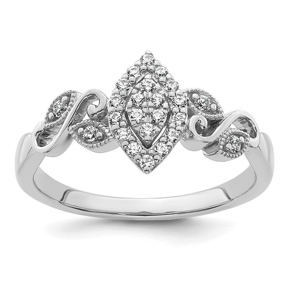 14k White Gold Complete Diamond Cluster Marquise Engagement Ring