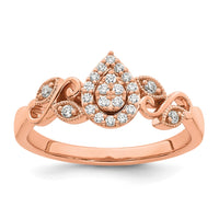 Load image into Gallery viewer, 14k Rose Gold Complete Diamond Cluster Teardrop Engagement Ring
