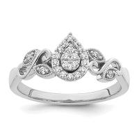 Load image into Gallery viewer, 14k White Gold Complete Diamond Cluster Teardrop Engagement Ring
