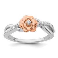 Load image into Gallery viewer, 14k Two-tone Complete Diamond Bypass Rose Promise Ring
