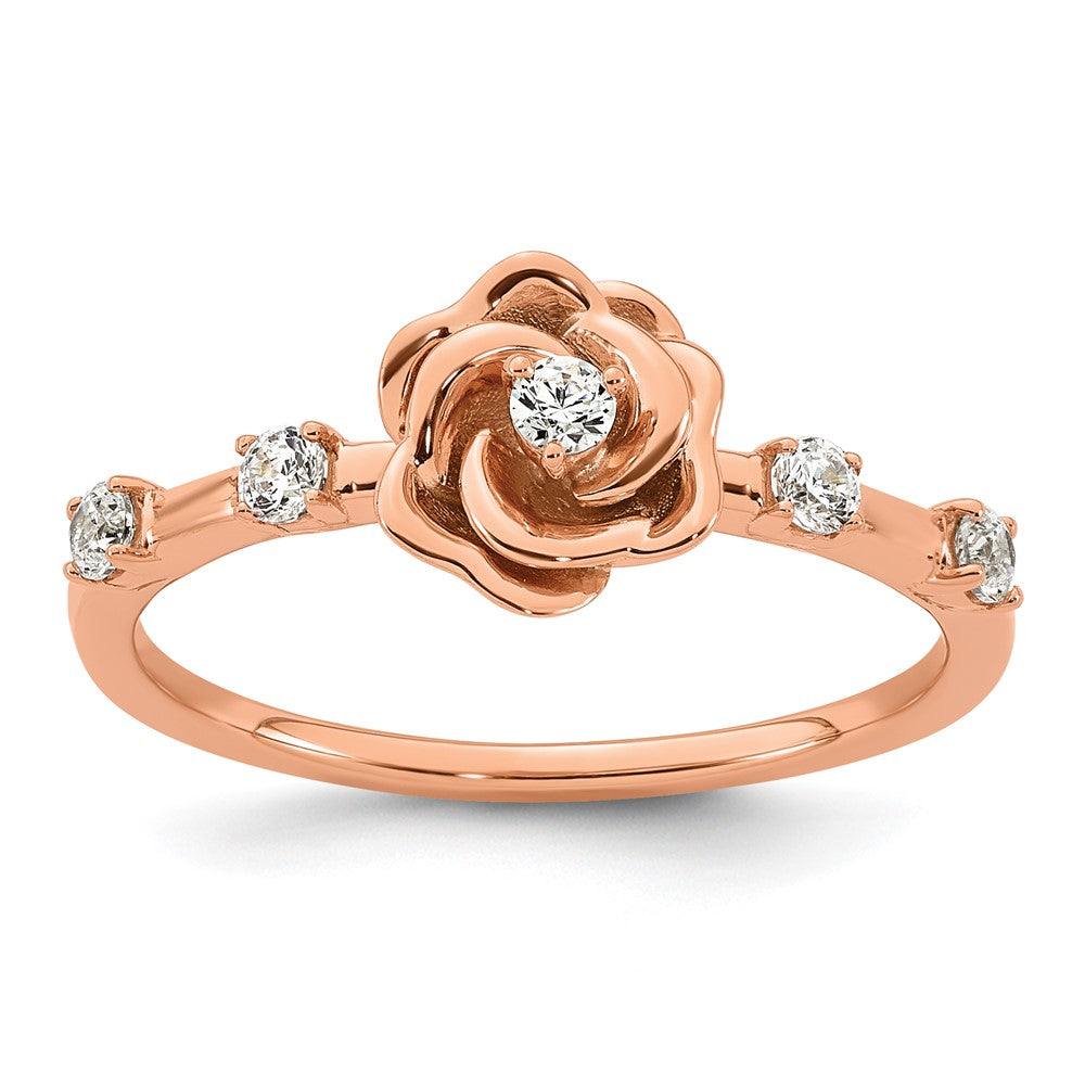 14K Rose Gold Complete Diamond Rose Promise Ring