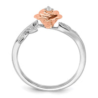 Load image into Gallery viewer, 14k Two-tone Complete Diamond Rose With Leaves Promise Ring
