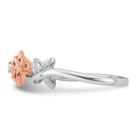 Load image into Gallery viewer, 14k Two-tone Complete Diamond Rose With Leaves Promise Ring

