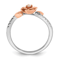 Load image into Gallery viewer, 14k Two-tone Complete Diamond Rose With Leaves Promise Ring
