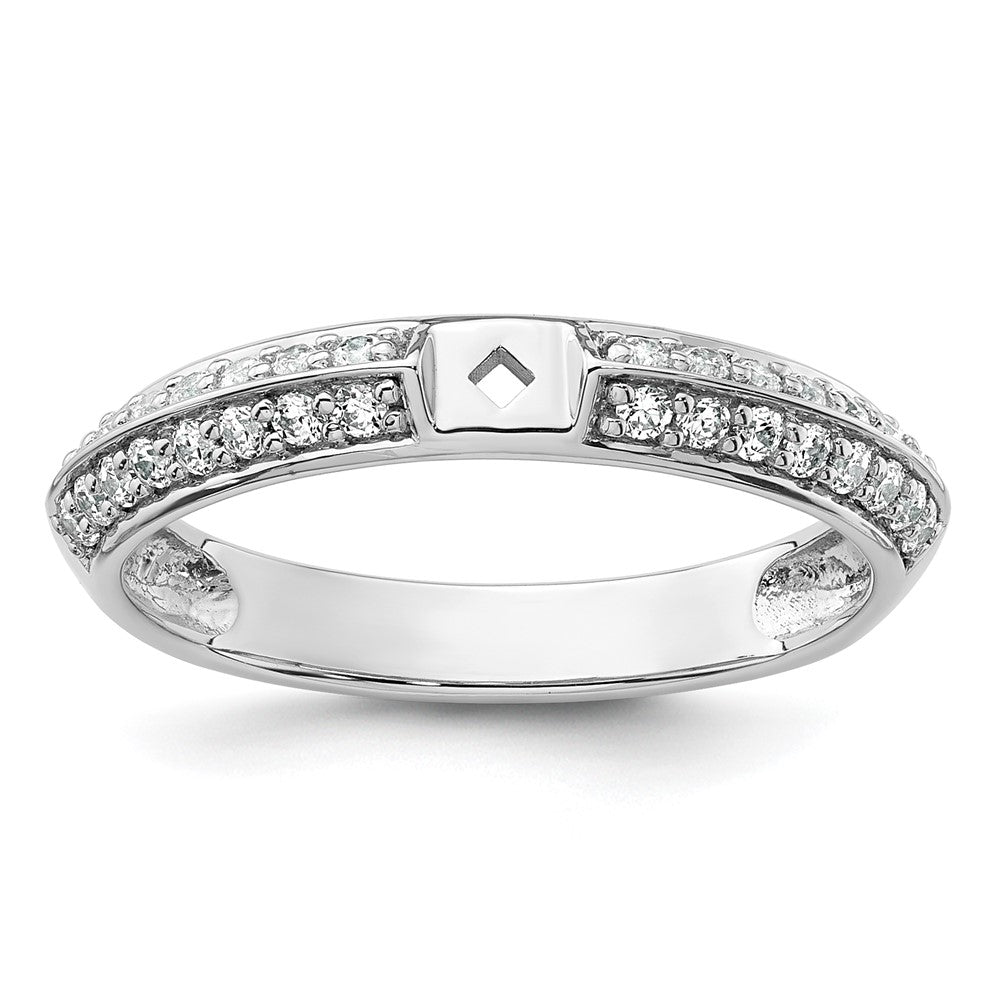 14k White Gold Polished Semi-mount Diamond Peg Set Engagement Ring