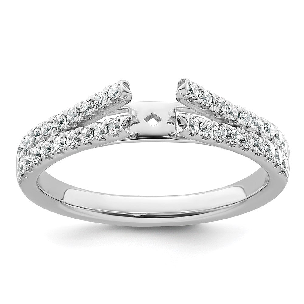 14k White Gold Polished Semi-mount Diamond Peg Set Engagement Ring