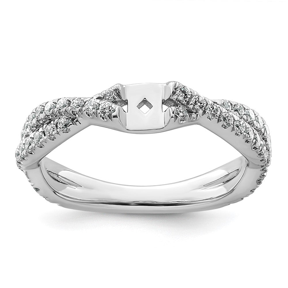 14k White Gold Semi-mount Diamond Peg Set Twisted Engagement Ring