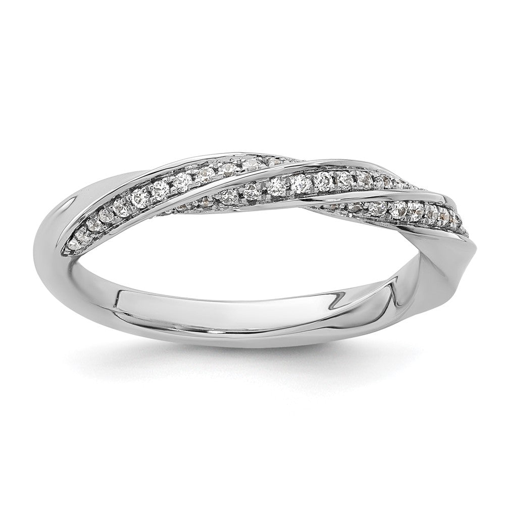14k White Gold Complete Diamond Twisted Wedding Band