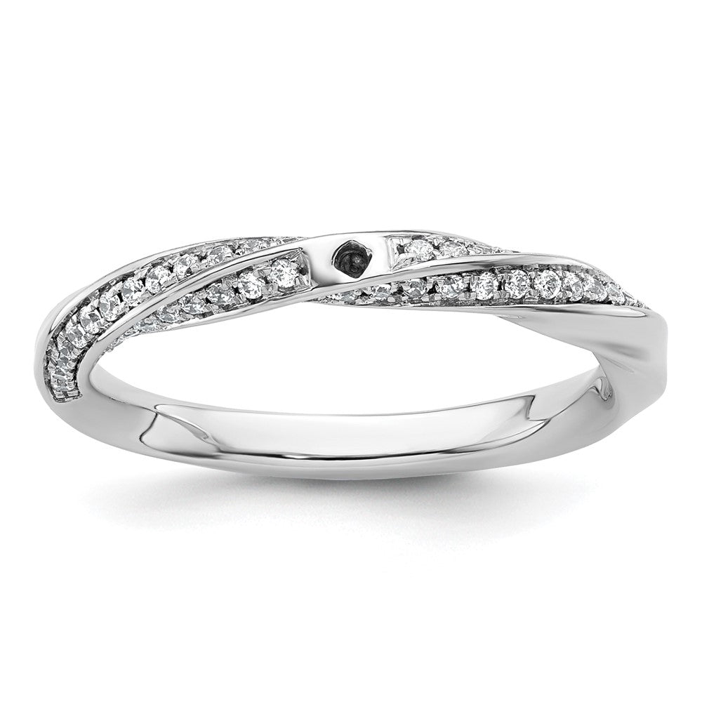 14k White Gold Semi-mount Diamond Peg Set Twisted Engagement Ring