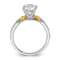 Load image into Gallery viewer, 14k Two-tone Semi-mount Diamond Peg Set Leaf Engagement Ring
