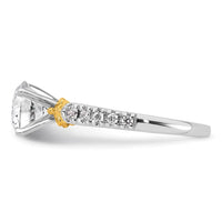 Load image into Gallery viewer, 14k Two-tone Semi-mount Diamond Peg Set Leaf Engagement Ring
