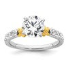 14k Two-tone Semi-mount Diamond Peg Set Leaf Engagement Ring