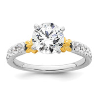 Load image into Gallery viewer, 14k Two-tone Semi-mount Diamond Peg Set Leaf Engagement Ring
