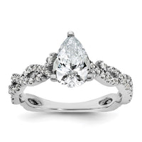 Load image into Gallery viewer, 14k White Gold Semi-Mount Diamond Pear Center Twist Engagement Ring
