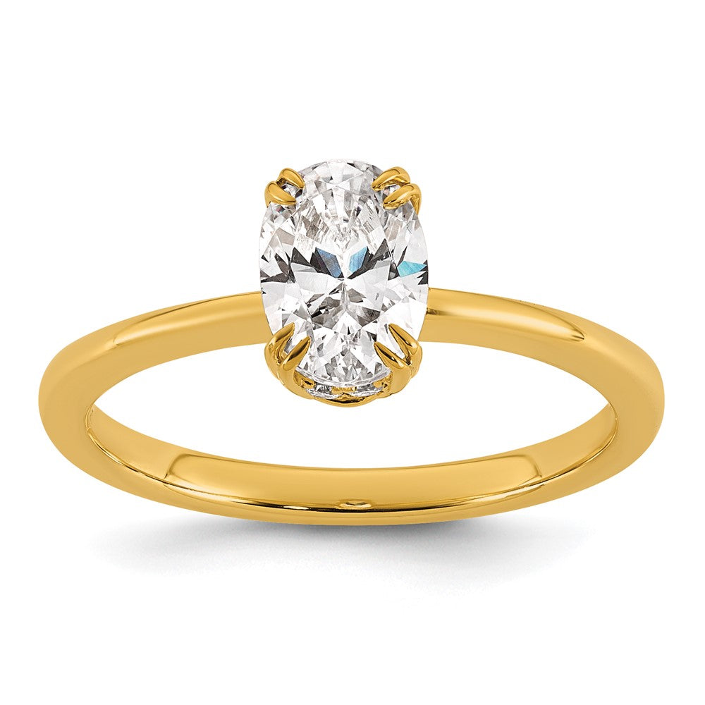14k Semi-mount Diamond Basket Oval Center Engagement Ring