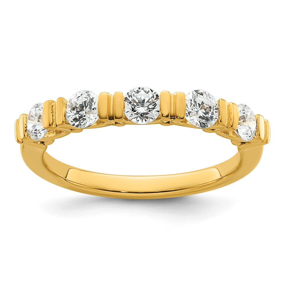 14k Complete Diamond Tension Set 5-Stone Wedding Band