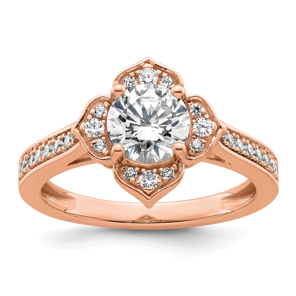 14k Rose Gold Semi-Mount Diamond Round Center Engagement Ring
