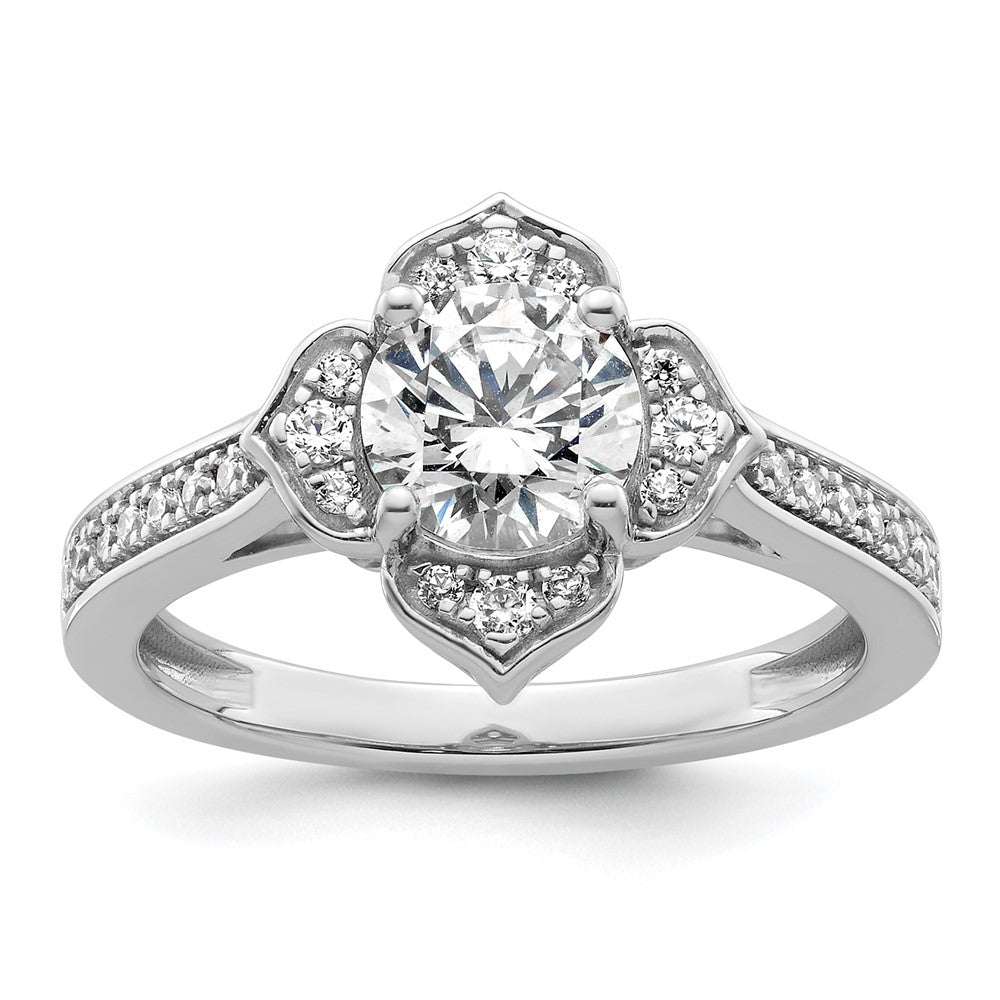 14k White Gold Semi-Mount Diamond Round Center Engagement Ring
