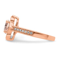 Load image into Gallery viewer, 14k Rose Gold Complete Diamond/Morganite Round Engagement Ring

