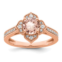 Load image into Gallery viewer, 14k Rose Gold Complete Diamond/Morganite Round Engagement Ring
