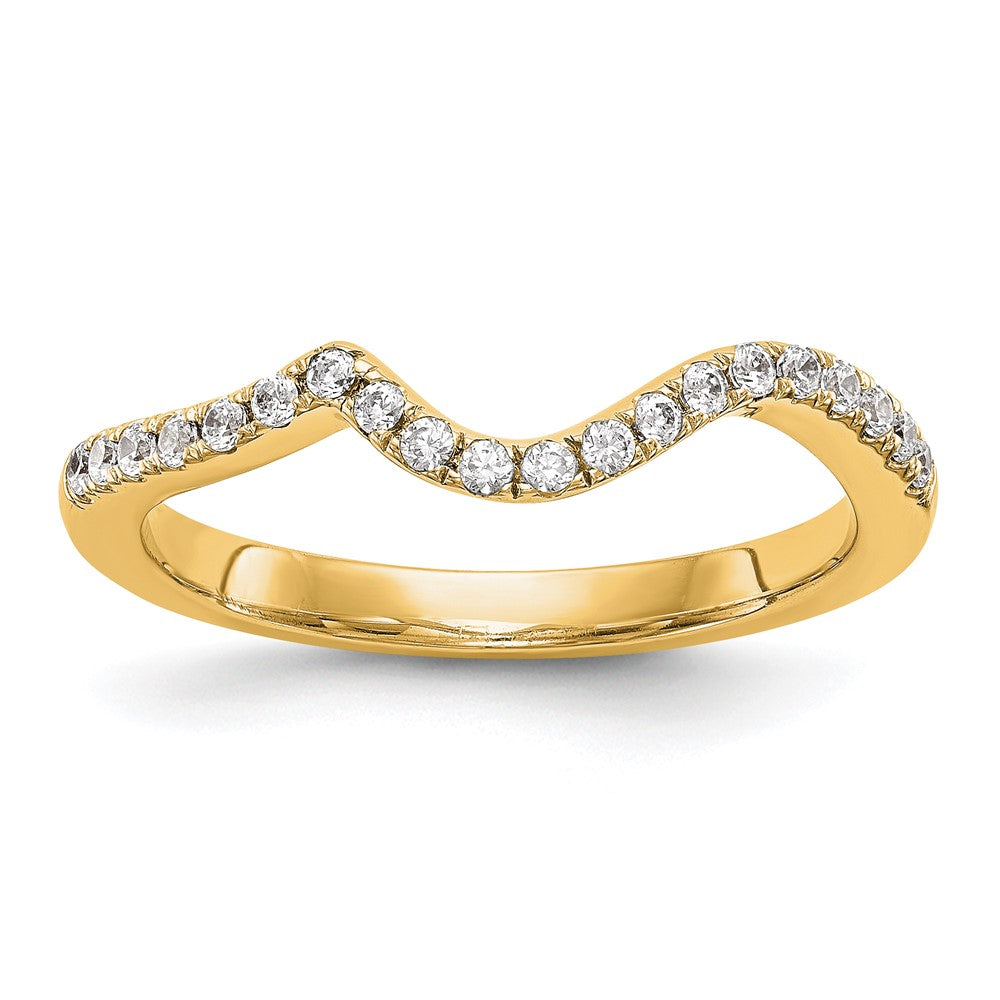 14k Yellow Gold 1/5 carat Diamond Contoured Complete Wedding Band