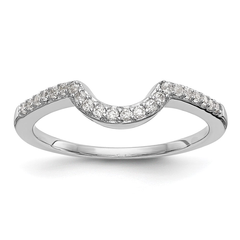 14k White Gold 1/6 carat Diamond Contoured Complete Wedding Band