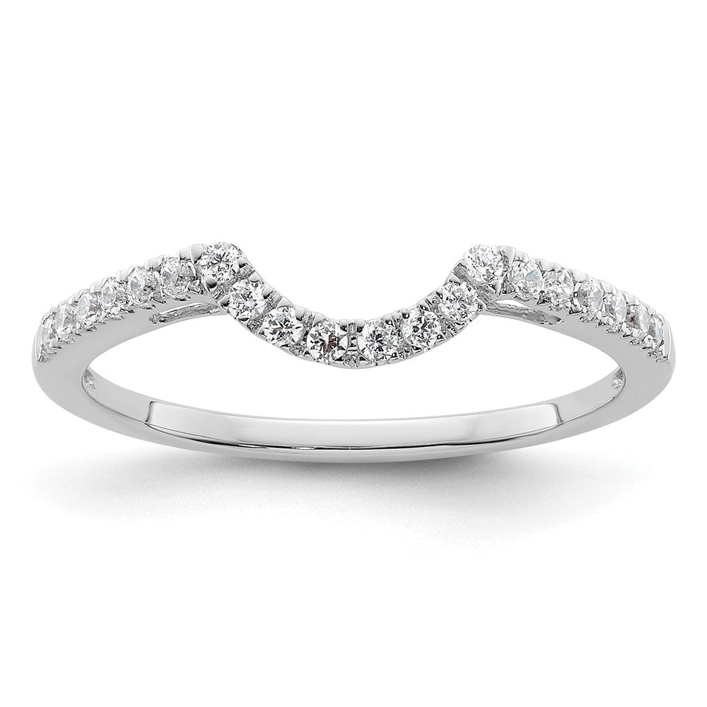 14k White Gold 1/5 carat Diamond Contoured Complete Wedding Band