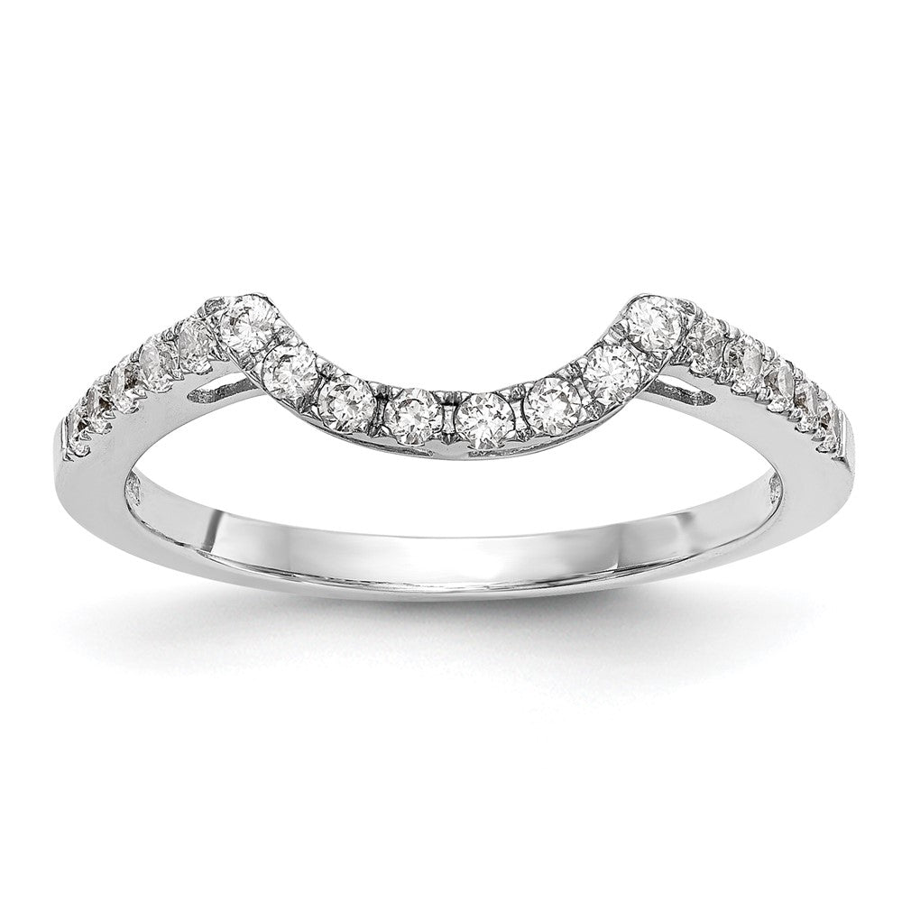 14k White Gold 1/4 carat Diamond Contoured Complete Wedding Band