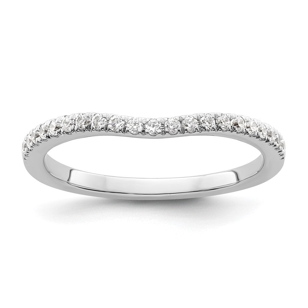 14k White Gold 1/5 carat Diamond Contoured Complete Wedding Band