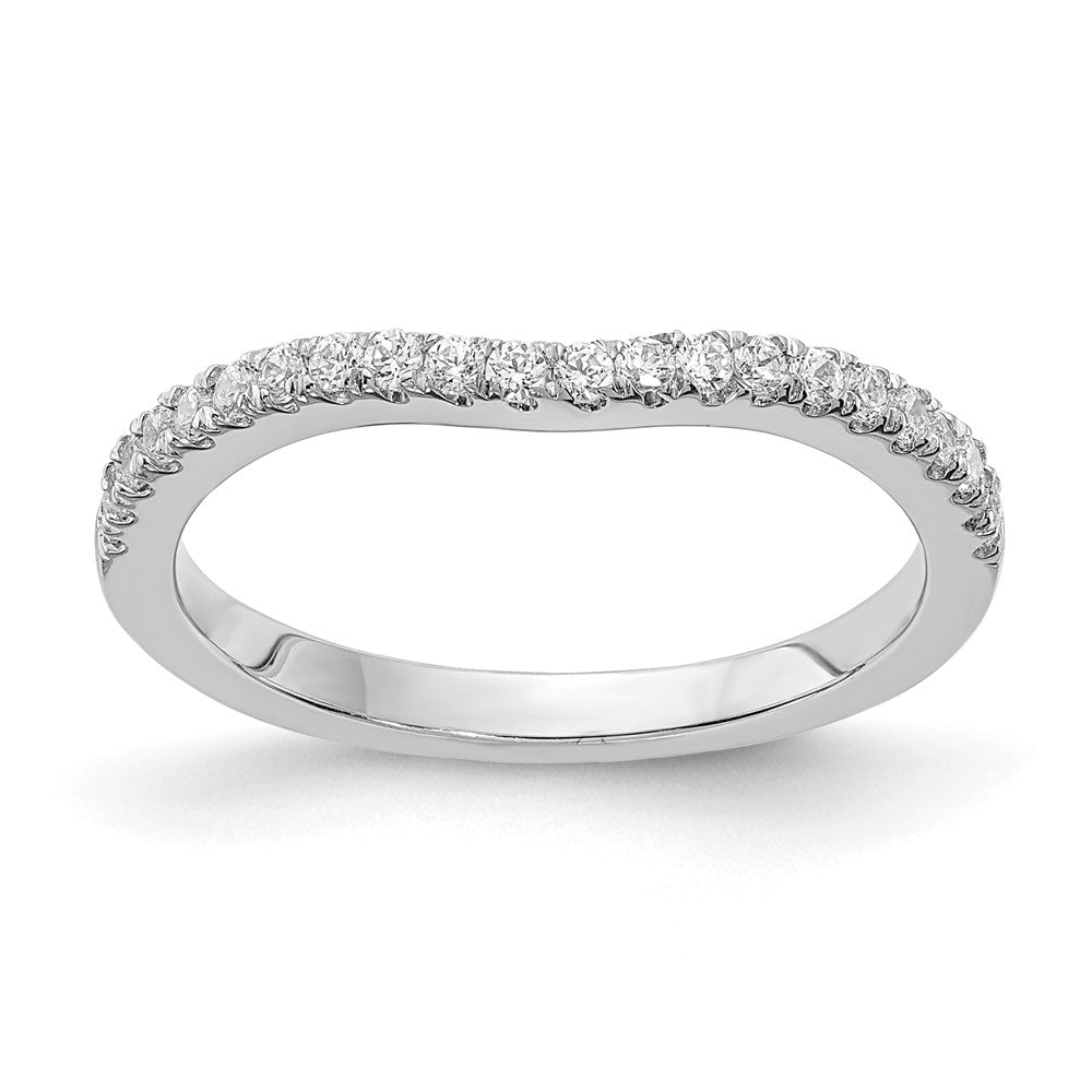 14k White Gold 1/5 carat Diamond Contoured Complete Wedding Band