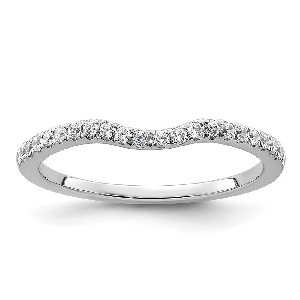 14k White Gold 1/5 carat Diamond Contoured Complete Wedding Band