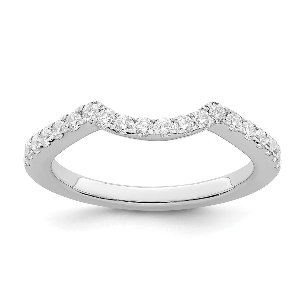 14k White Gold 1/2 carat Diamond Contoured Complete Wedding Band