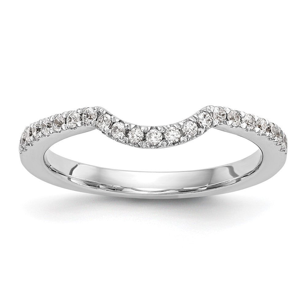 14k White Gold 1/4 carat Diamond Contoured Complete Wedding Band