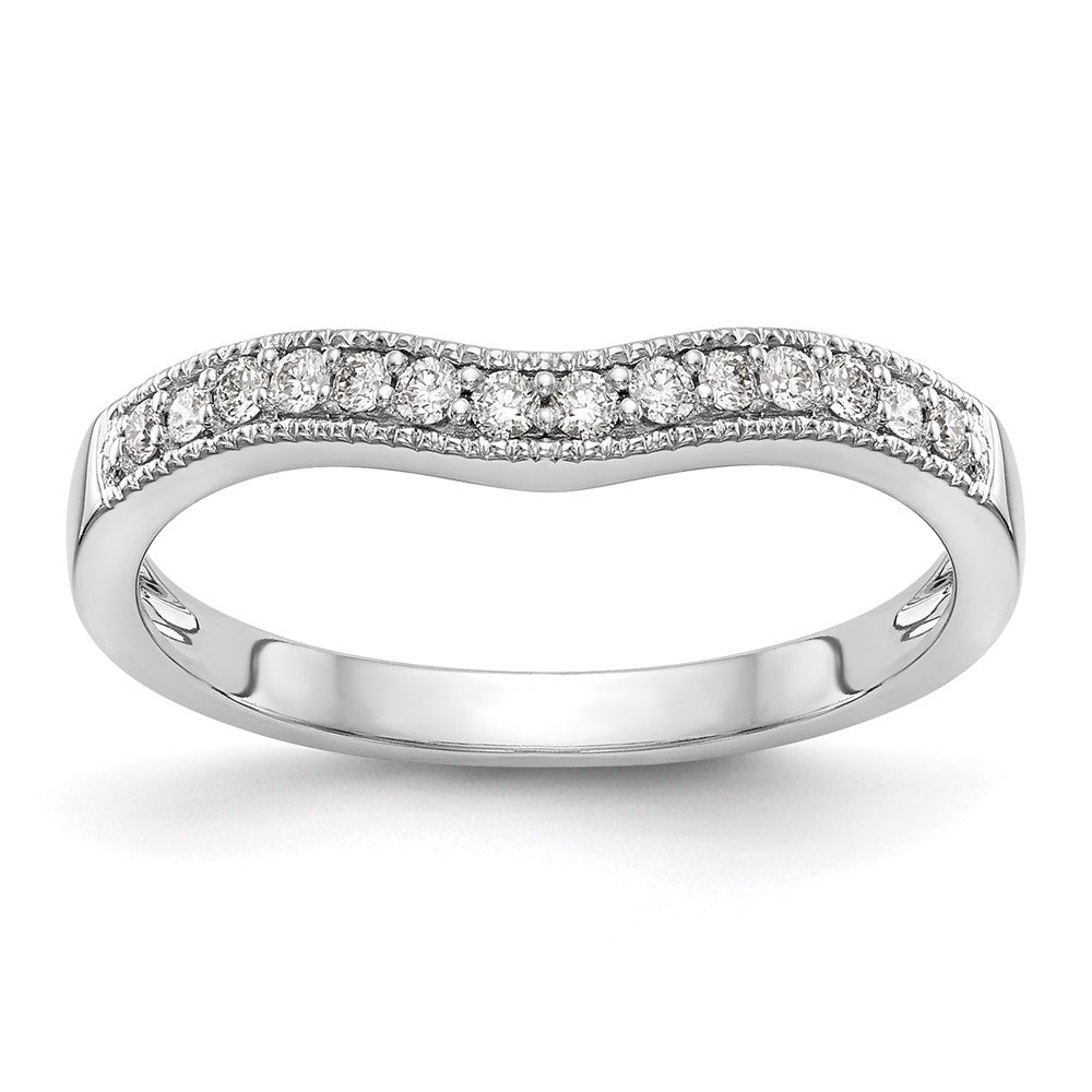 14k White Gold 1/6 carat Diamond Contoured Complete Wedding Band