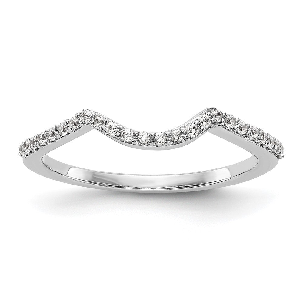 14k White Gold 1/8 carat Diamond Contoured Complete Wedding Band