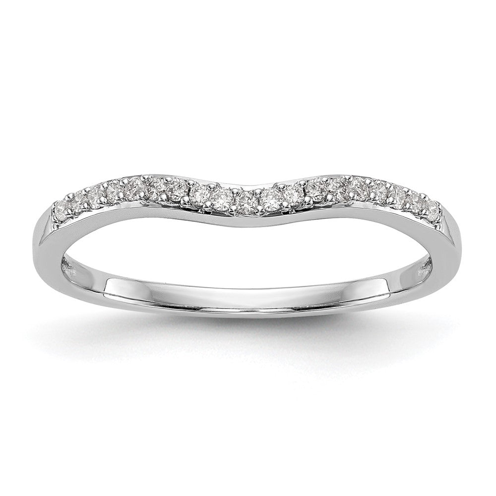 14k White Gold 1/10 carat Diamond Contoured Complete Wedding Band
