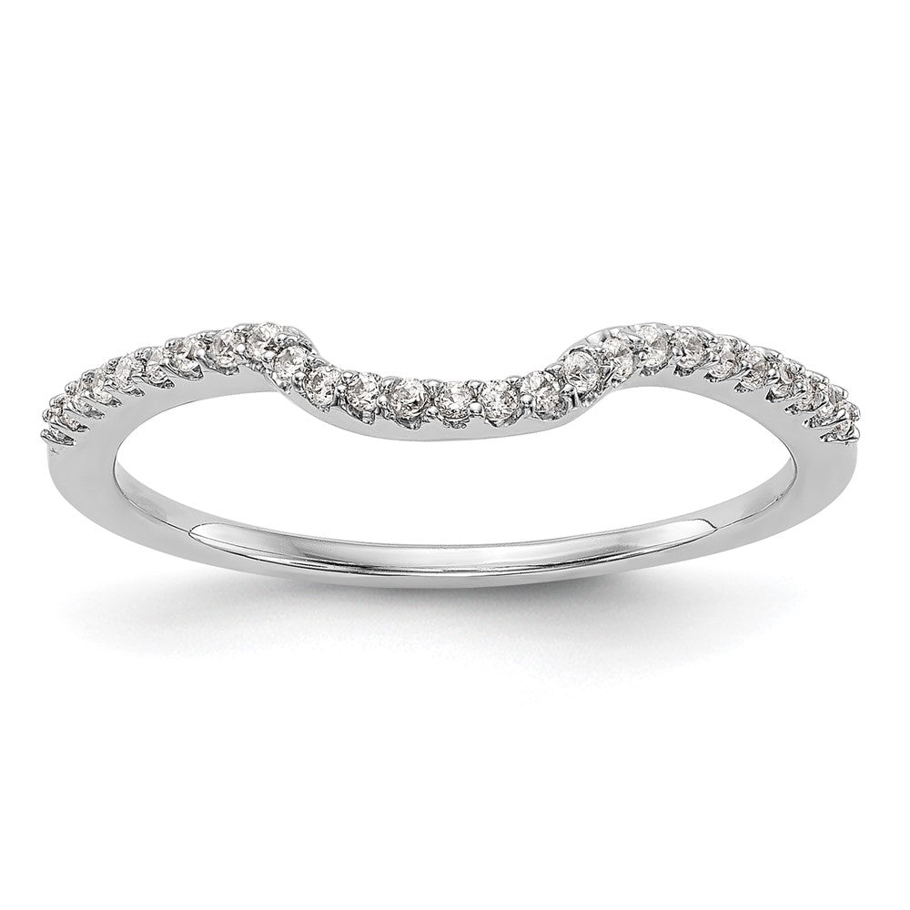 14K White Gold 1/8 carat Diamond Contoured Complete Wedding Band