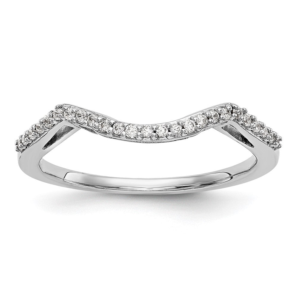 14K White Gold 1/8 carat Diamond Contoured Complete Wedding Band