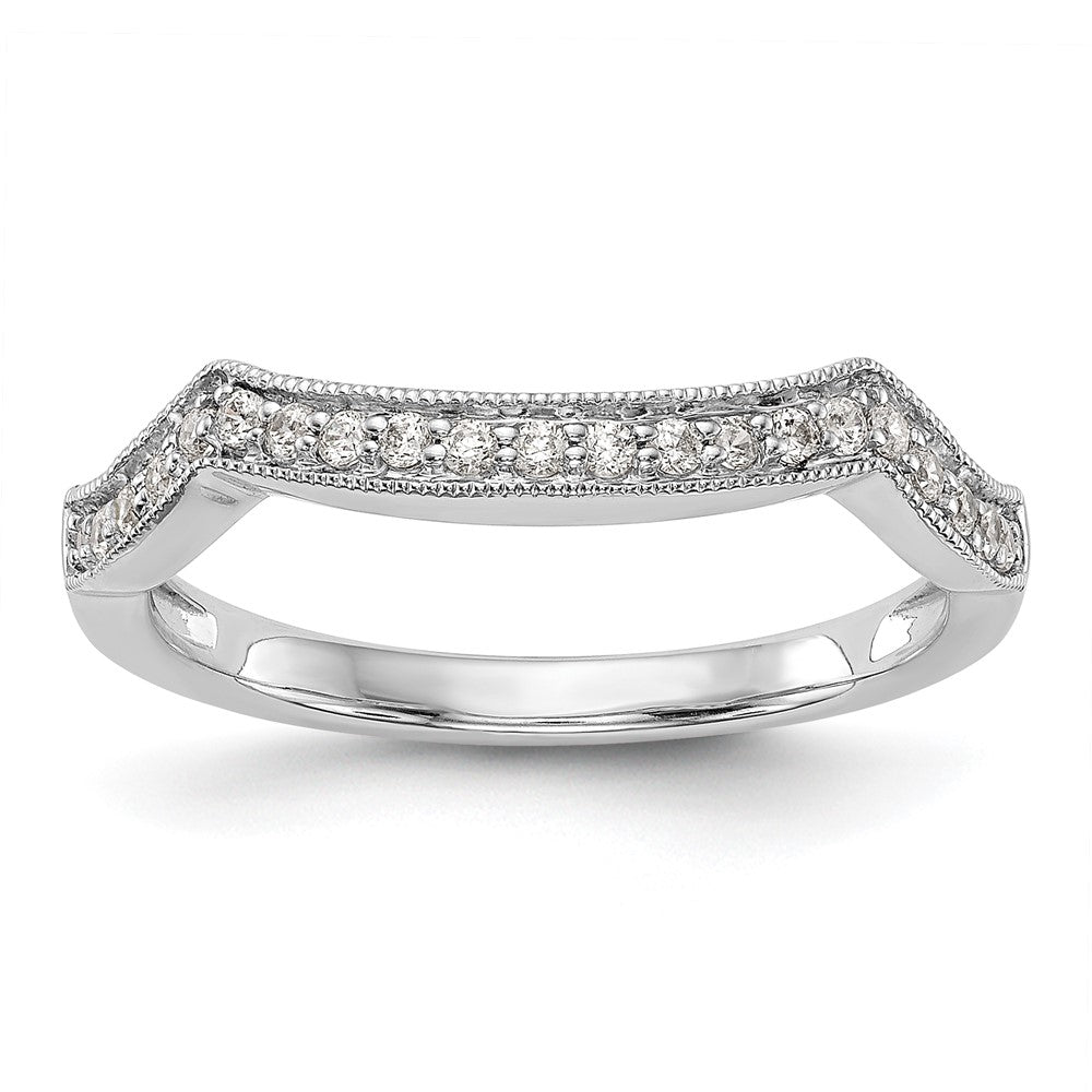 14K White Gold 1/6 carat Diamond Contoured Complete Wedding Band
